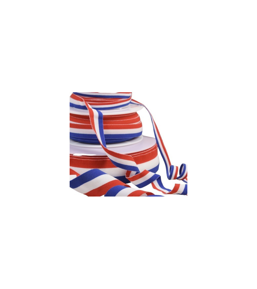 Elastic French flag blue white red per meter