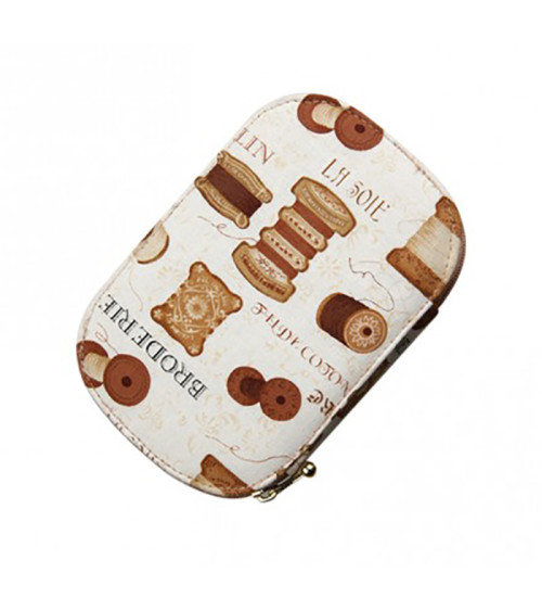 Sewing pouch 16x12cm vintage sewing kit beige