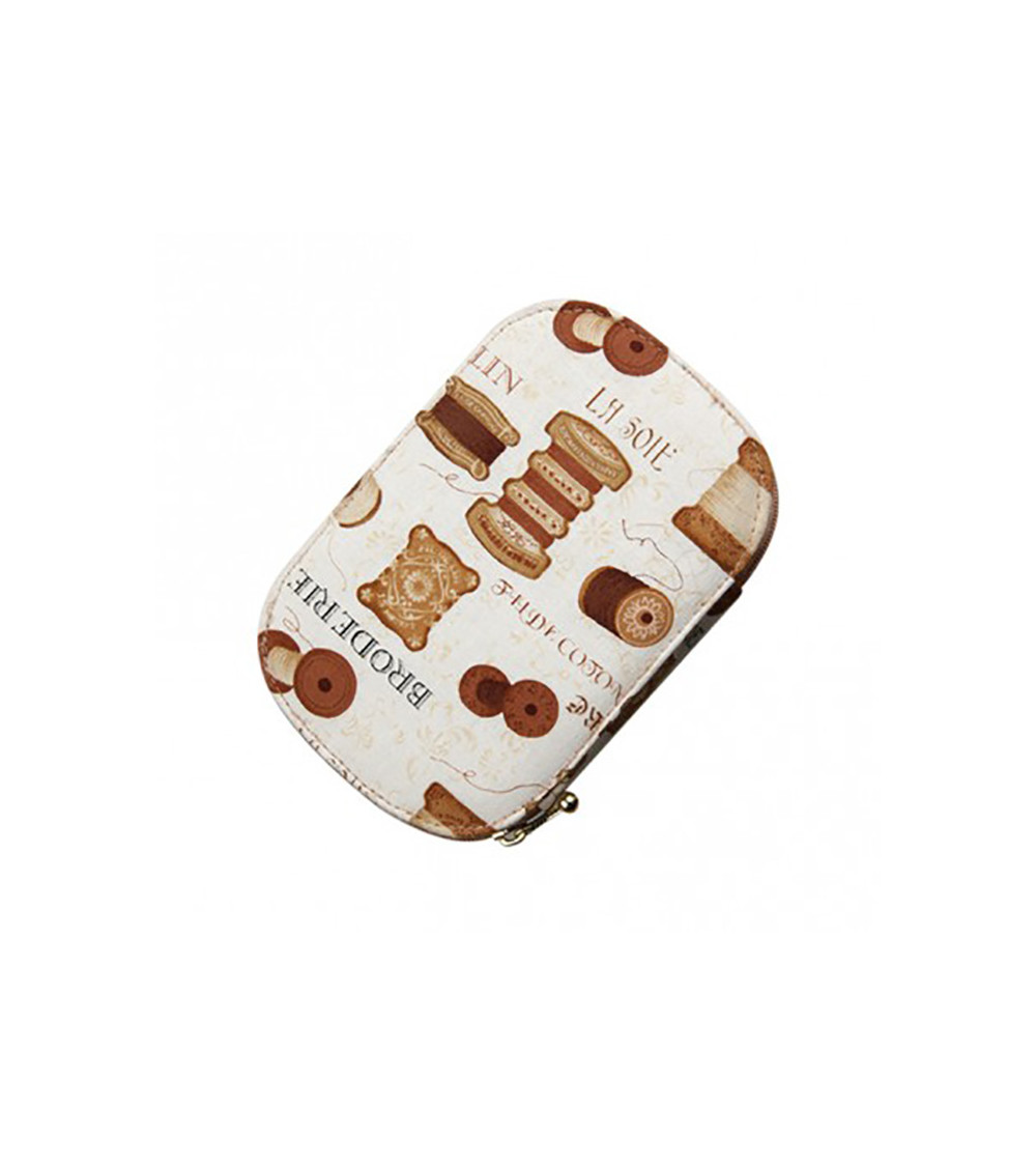 Sewing pouch 16x12cm vintage sewing kit beige