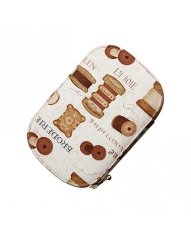 Sewing pouch 16x12cm vintage sewing kit beige