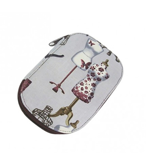 Sewing pouch 16x12cm burgundy gray mannequin