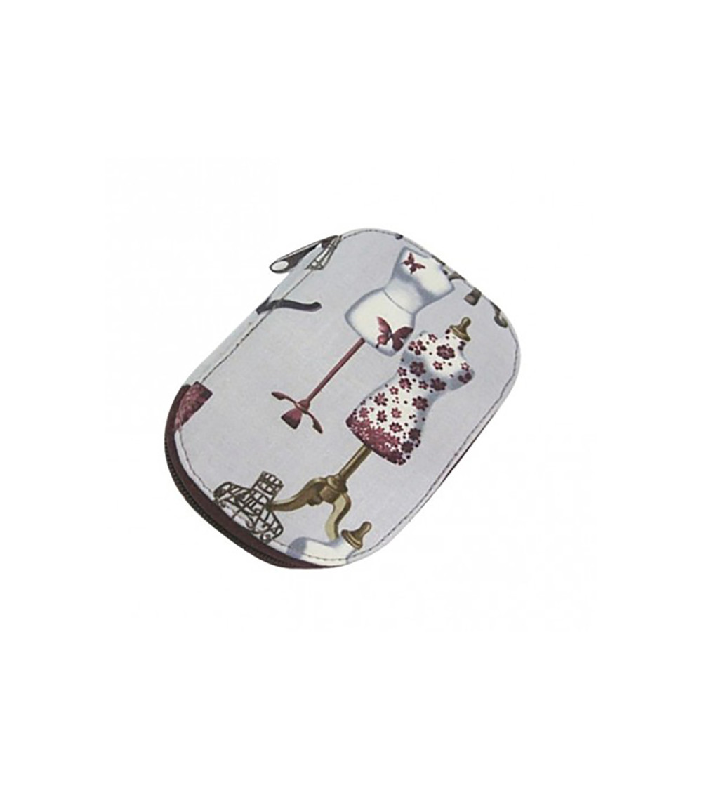 Sewing pouch 16x12cm burgundy gray mannequin