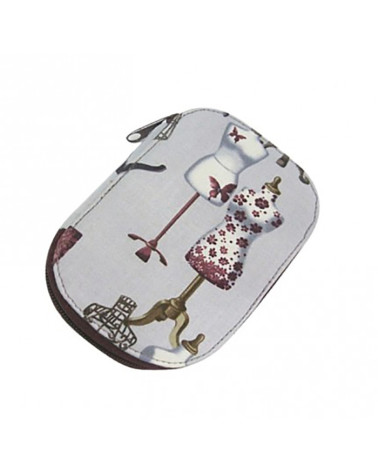 Sewing pouch 16x12cm burgundy gray mannequin