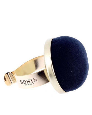 Bracelet pelote métallique velours bleu marine Bohin