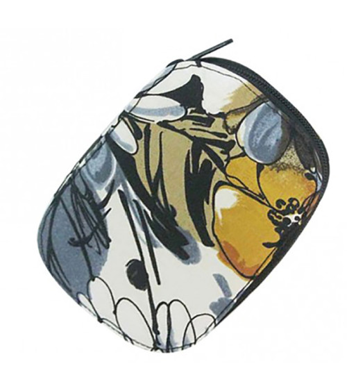 Sewing pouch 16x12cm gray and yellow flowers