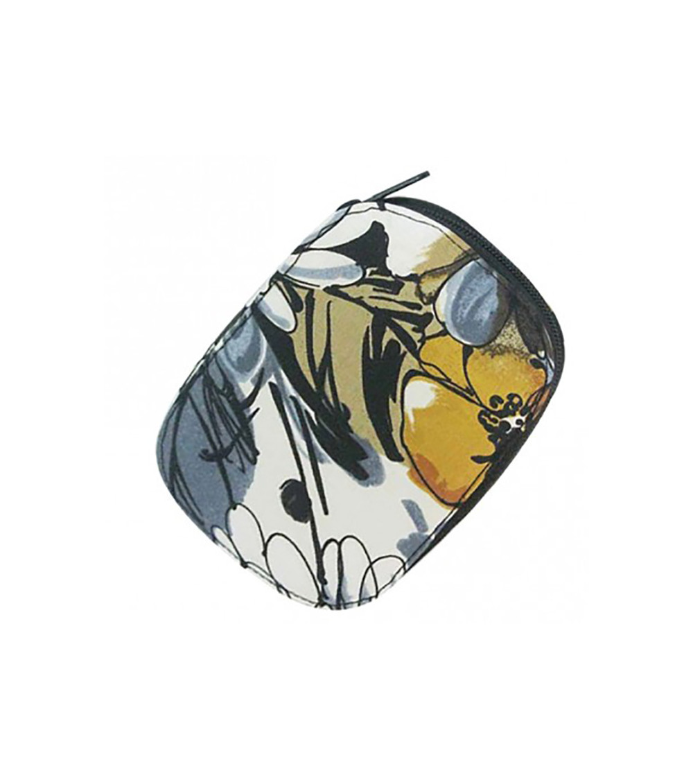 Sewing pouch 16x12cm gray and yellow flowers
