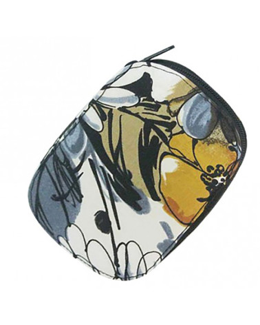 Sewing pouch 16x12cm gray and yellow flowers
