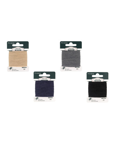 Set of 4 wool darning threads 60m black, navy blue, gray, beige