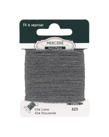 Fil à repriser laine 15m gris foncé