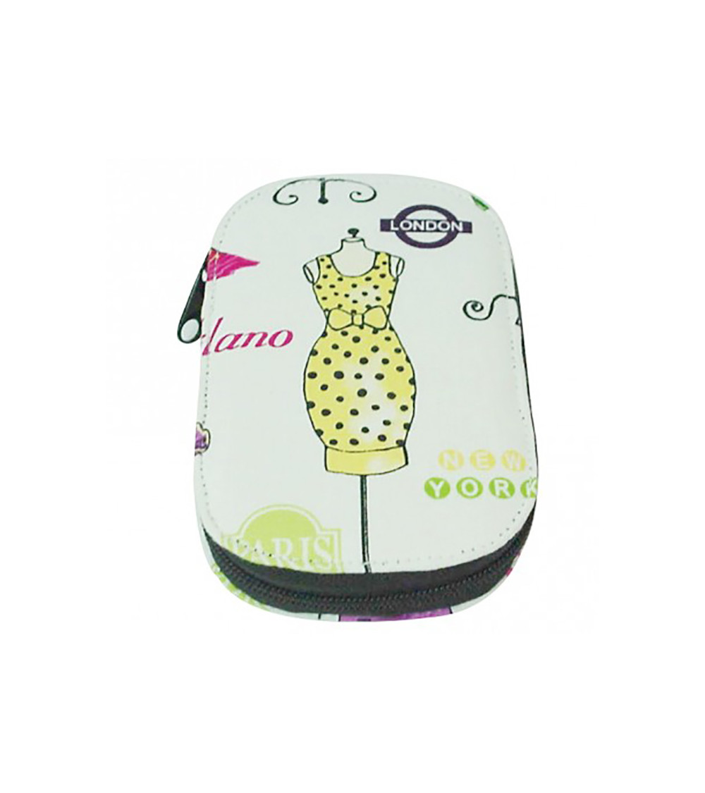 Custodia da cucito manichino giallo 16x12 cm