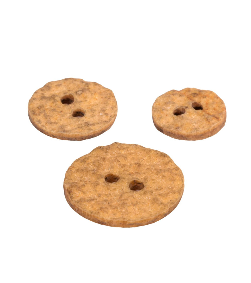 Beige round stone button