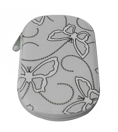 Sewing pouch 16x12cm gray butterflies