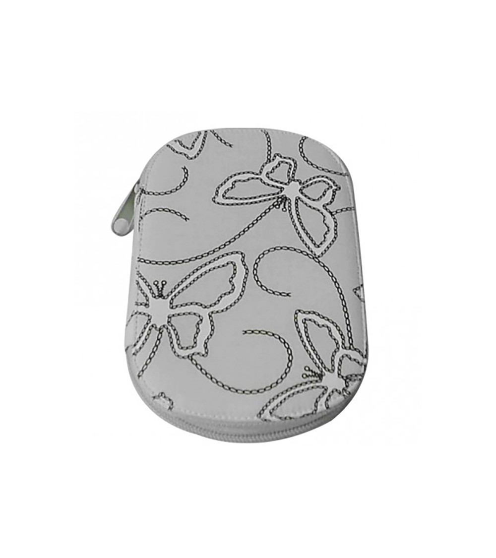 Custodia da cucito 16x12 cm farfalle grigie