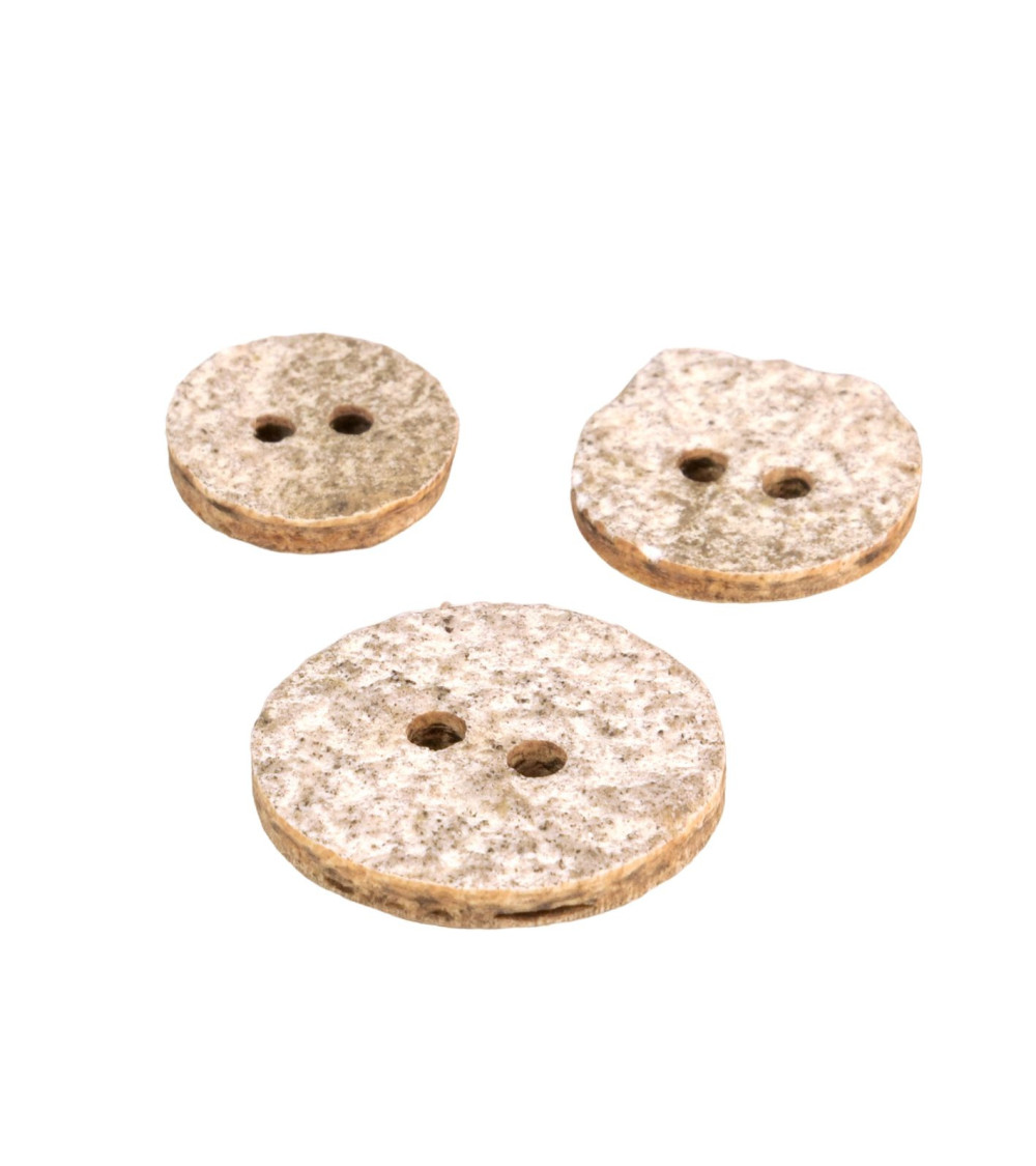 Set of 6 white round stone buttons