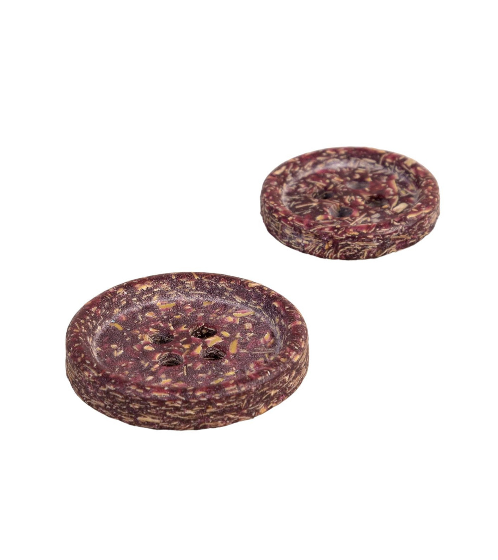 Lot de 6 boutons écorces de riz rouge beaujolais