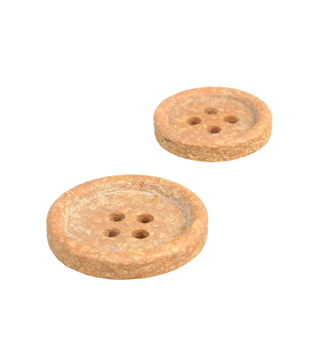 Lot de 6 boutons écorces de riz beige antilope