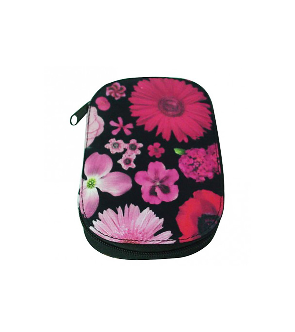 Sewing pouch 16x12cm pink 3D flowers