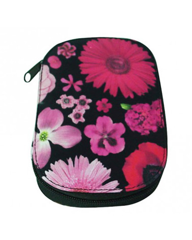 Sewing pouch 16x12cm pink 3D flowers
