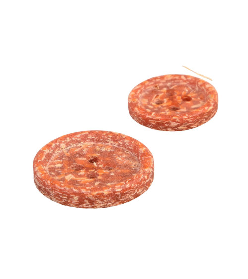 Lot de 6 boutons écorces de riz orange rouille