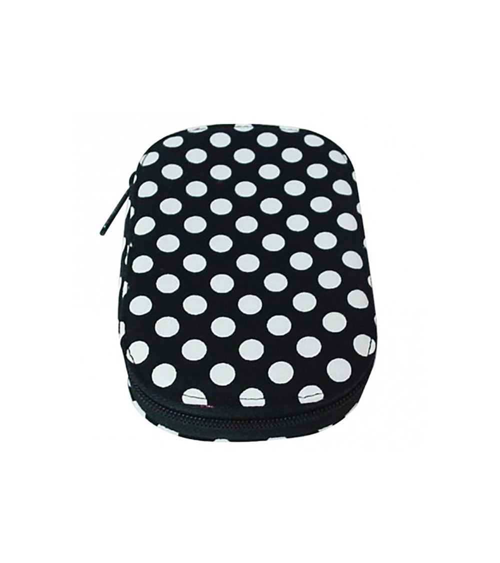 Custodia da cucito 16x12 cm pois bianchi su sfondo nero
