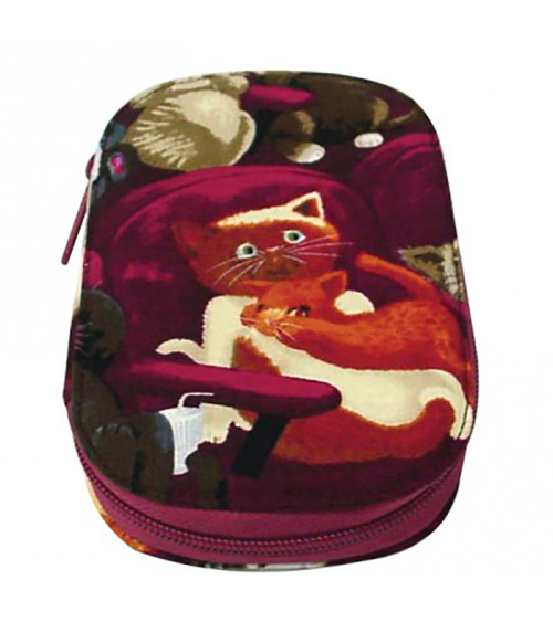 Sewing pouch 16x12cm cats on armchair