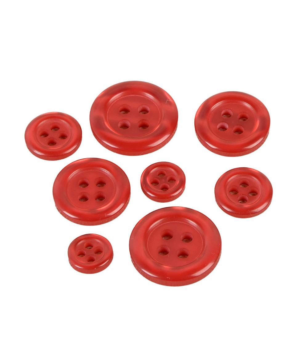 Bouton ronds 4 trous rouge