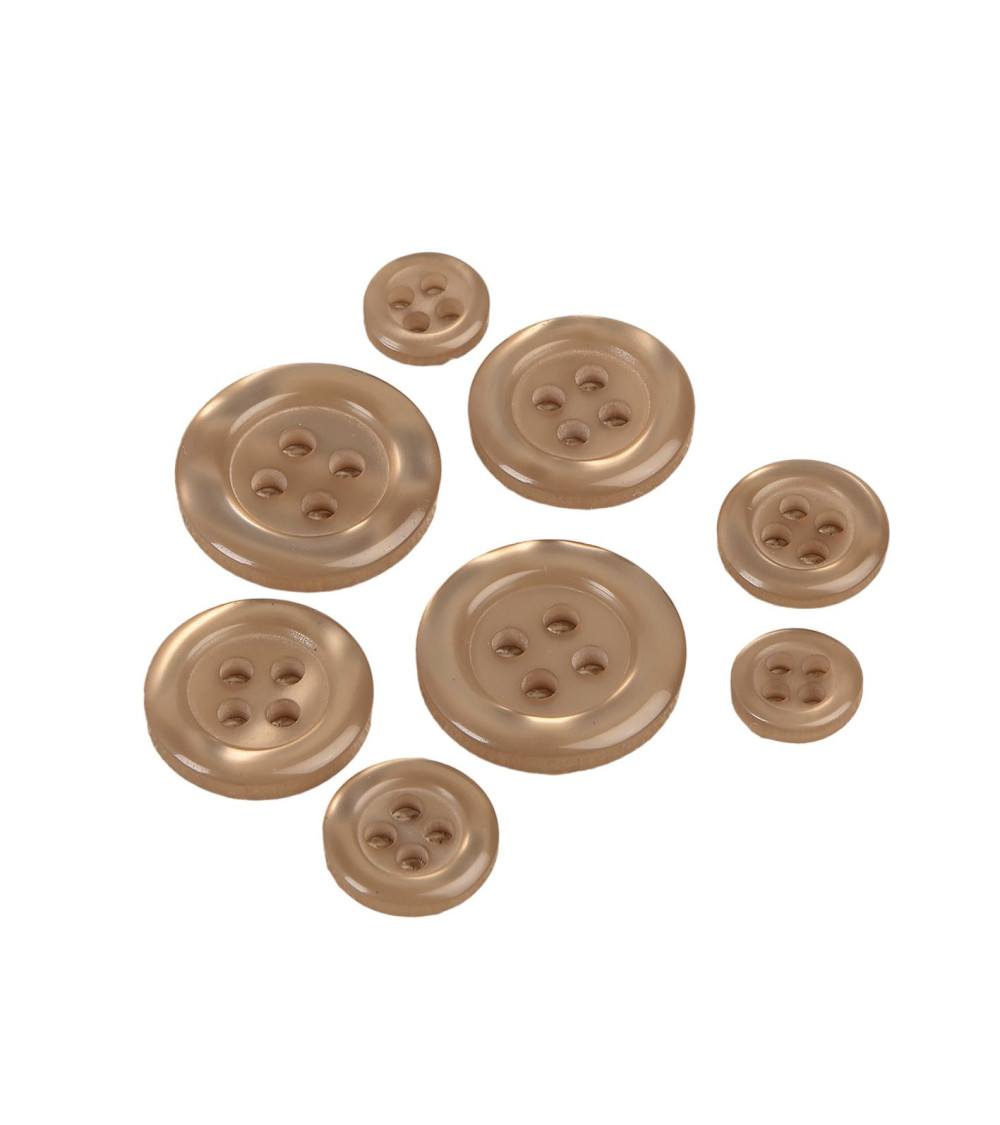 Bouton ronds 4 trous beige foncé