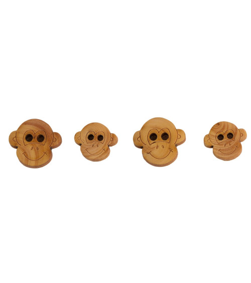 Bouton bois enfants singe