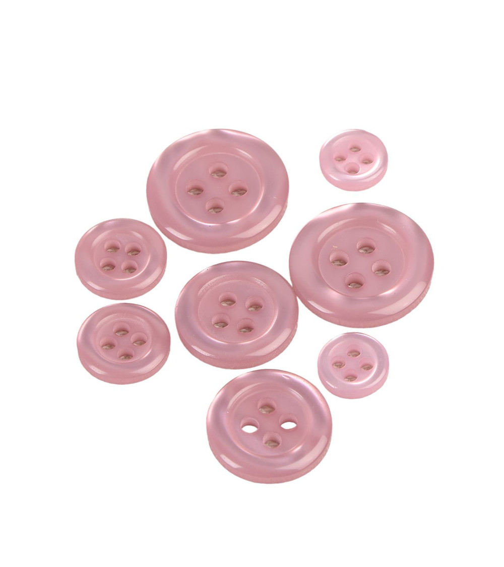 Lot de 6 boutons ronds 4 trous violet mauve