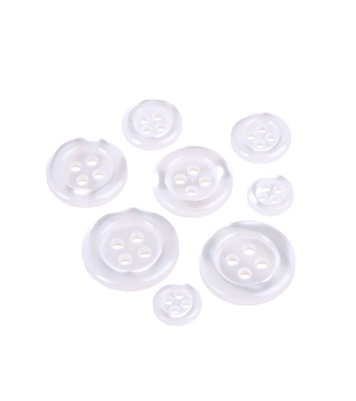 Lot de 6 boutons ronds 4 trous blanc