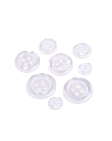 Set of 6 round buttons 4 holes white