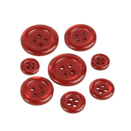 Lot de 6 boutons ronds 4 trous rouge bordeaux