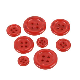 Lot de 6 boutons ronds 4 trous rouge