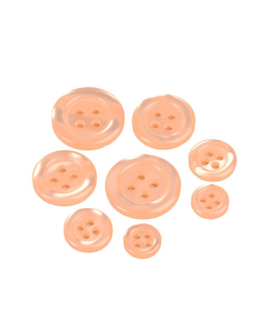 Set di 6 bottoni rotondi 4 fori color salmone