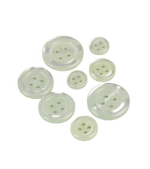 Lot de 6 boutons ronds 4 trous menthe