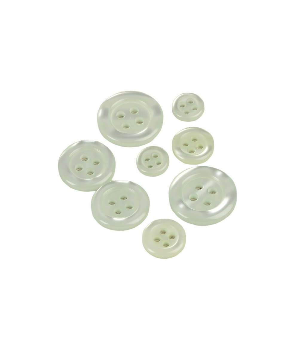 Lot de 6 boutons ronds 4 trous menthe