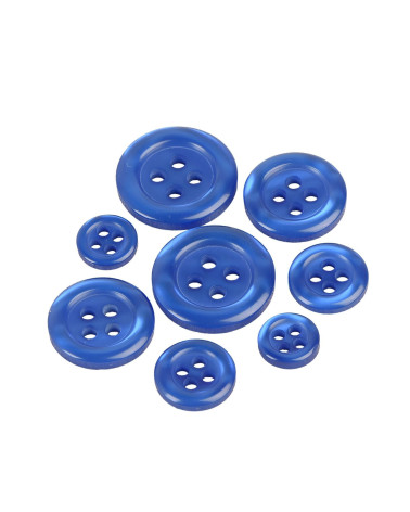 Set mit 6 runden Knöpfen mit 4 Löchern in Blau