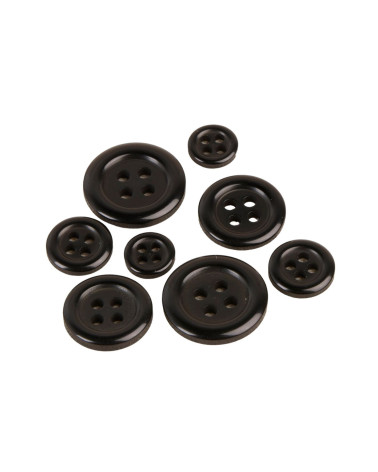 Set of 6 round buttons 4 holes black