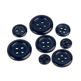 Lot de 6 boutons ronds 4 trous bleu marine