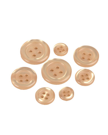 Set of 6 round buttons 4 holes beige