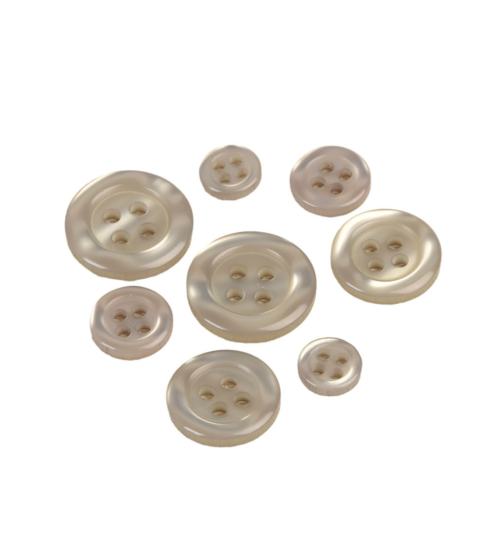 Lot de 6 boutons ronds 4 trous marron taupe