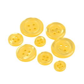 Lot de 6 boutons ronds 4 trous jaune