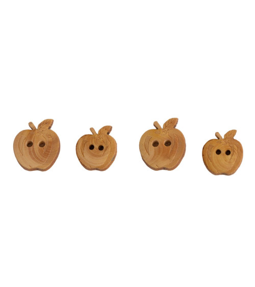 Lot de 6 boutons bois enfants pomme