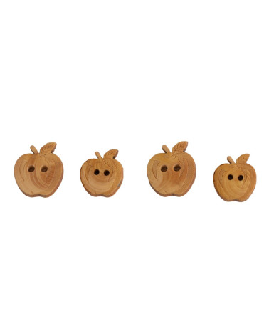 Lot de 6 boutons bois enfants pomme