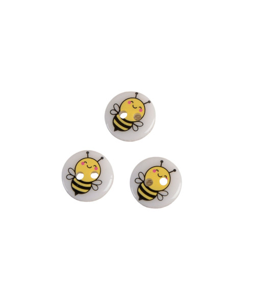 Lot de 6 boutons 2 trous enfant abeille