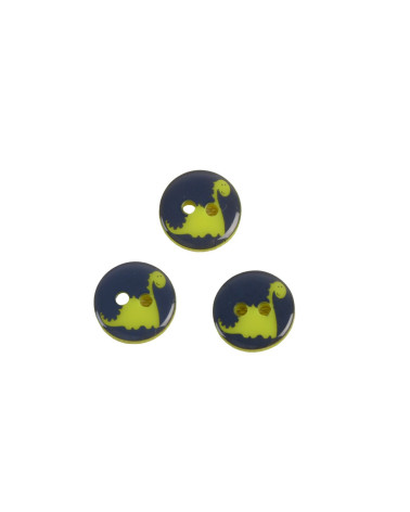 Set of 6 2-hole dinosaur children's buttons