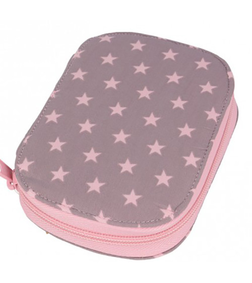 Sewing pouch 16x12cm pink stars