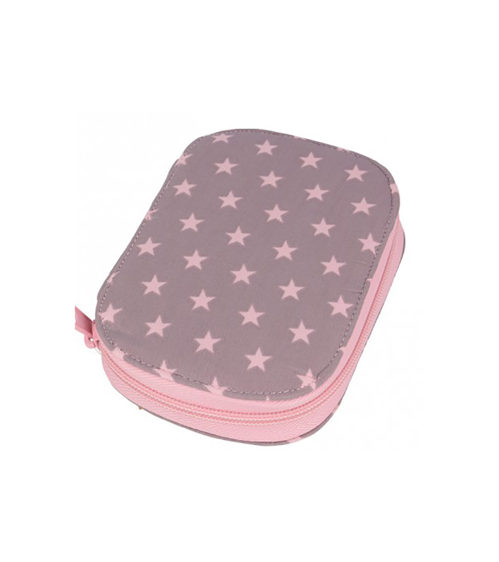 Sewing pouch 16x12cm pink stars