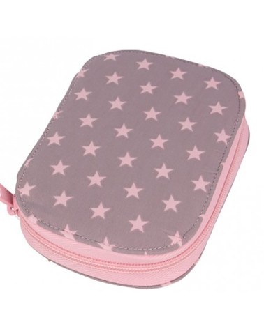 Sewing pouch 16x12cm pink stars