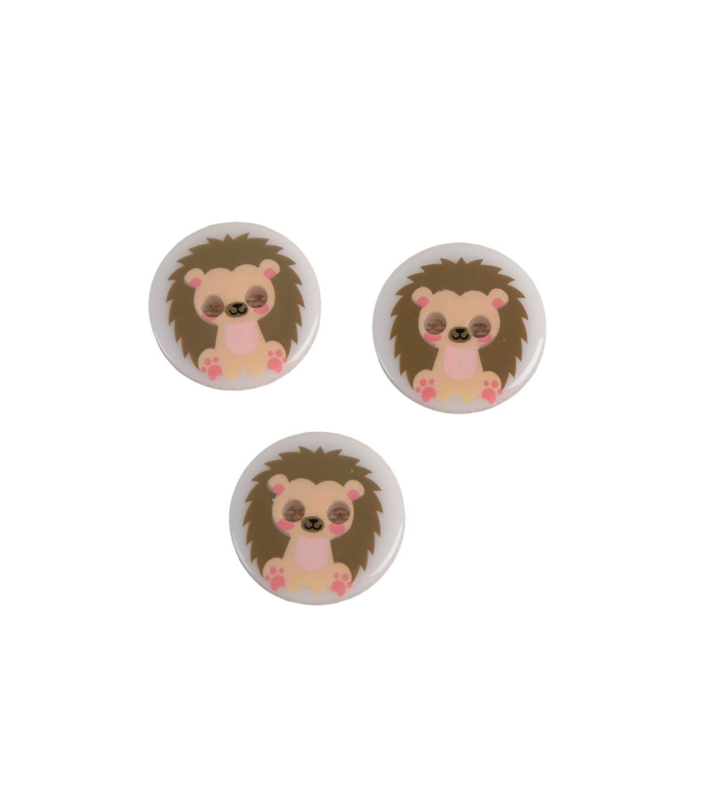 Lot de 6 boutons 2 trous enfant hérisson